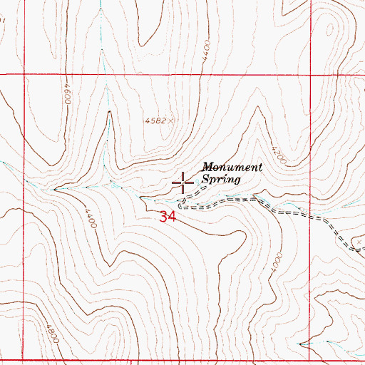 Topographic Map of Monument Spring, OR
