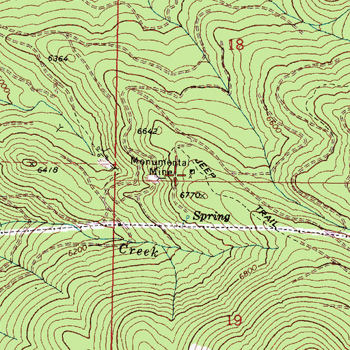 Topographic Map of Monumental Mine, OR