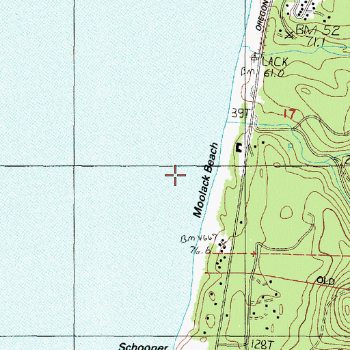 Topographic Map of Moolack Beach, OR