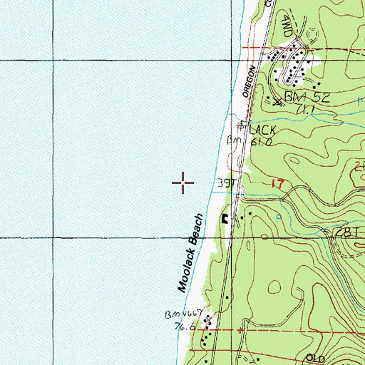 Topographic Map of Moolack Creek, OR