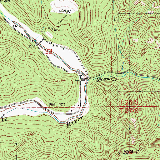Topographic Map of Moon Creek, OR