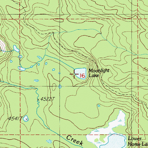 Topographic Map of Moonlight Lake, OR