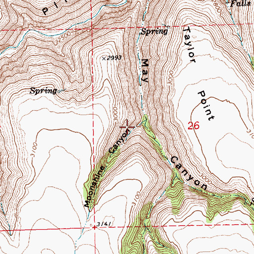 Topographic Map of Moonshine Canyon, OR