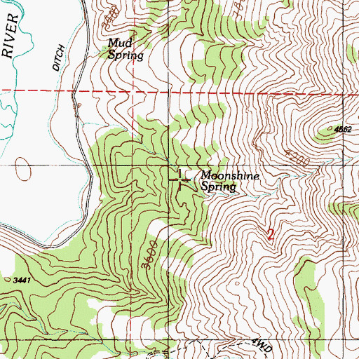 Topographic Map of Moonshine Spring, OR