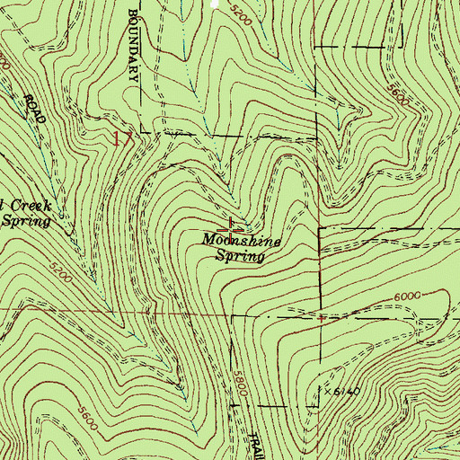 Topographic Map of Moonshine Spring, OR