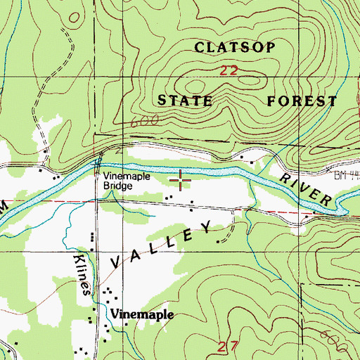 Topographic Map of Moores Creek, OR