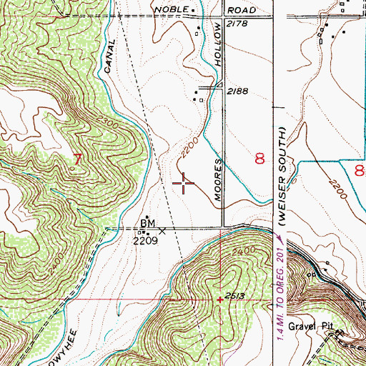 Topographic Map of Moores Hollow, OR