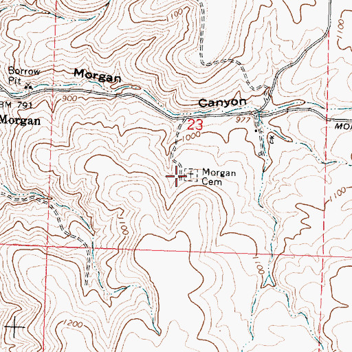 Topographic Map of Morgan Cemetery, OR