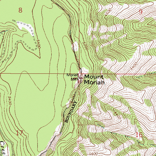 Topographic Map of Mount Moriah, OR