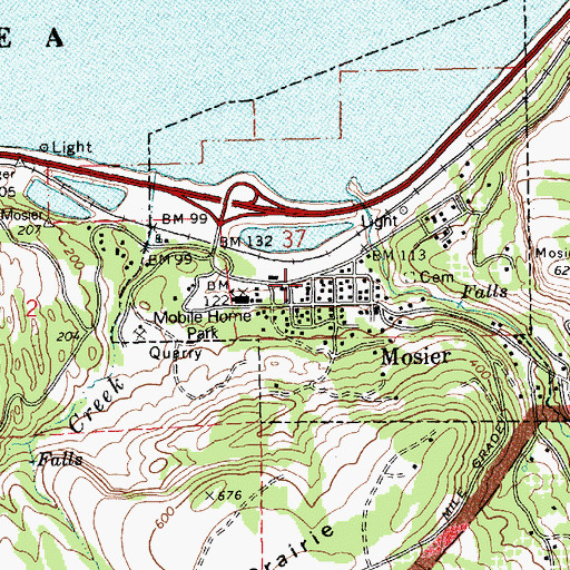 Topographic Map of Mosier, OR