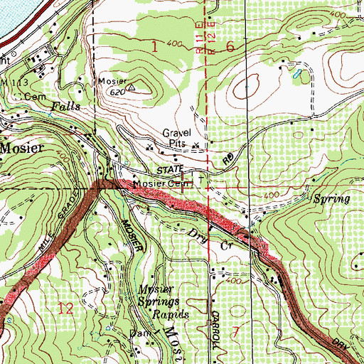 Topographic Map of Mosier Cemetery, OR