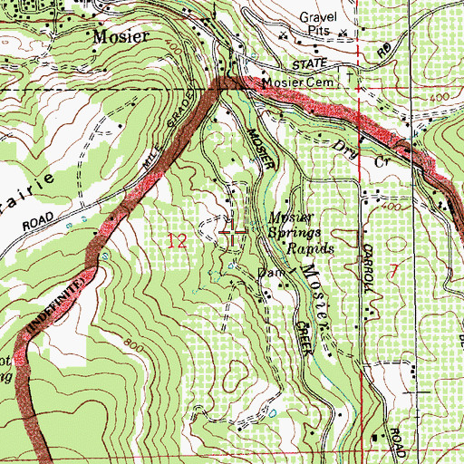 Topographic Map of Mosier Springs, OR