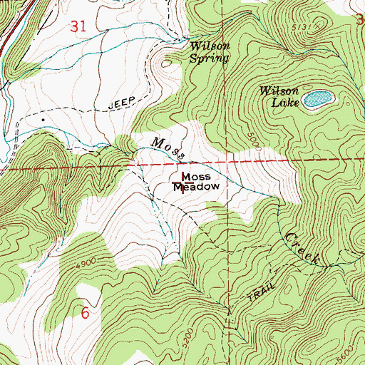 Topographic Map of Moss Meadow, OR