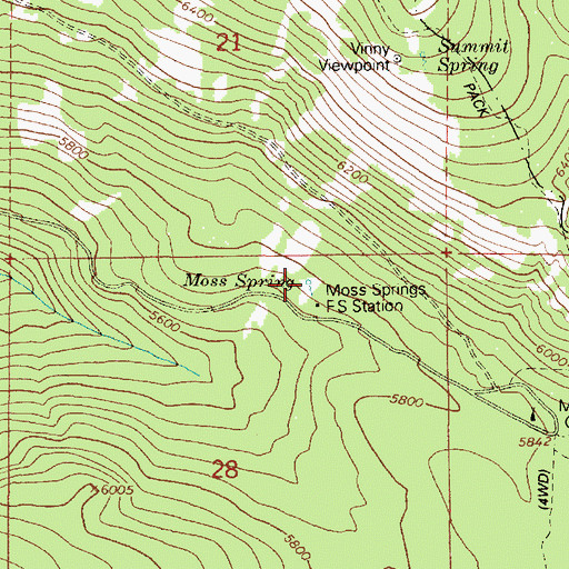 Topographic Map of Moss Spring, OR