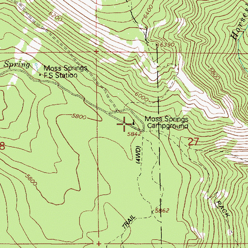 Topographic Map of Moss Springs Recreation Site, OR