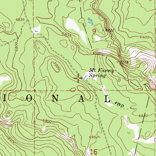 Topographic Map of Mount Fanny Spring, OR
