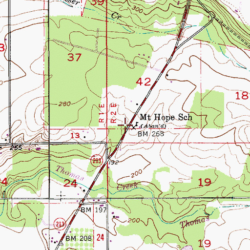 Topographic Map of Mount Hope School, OR