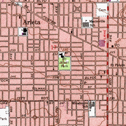 Topographic Map of Mount Scott City Park, OR