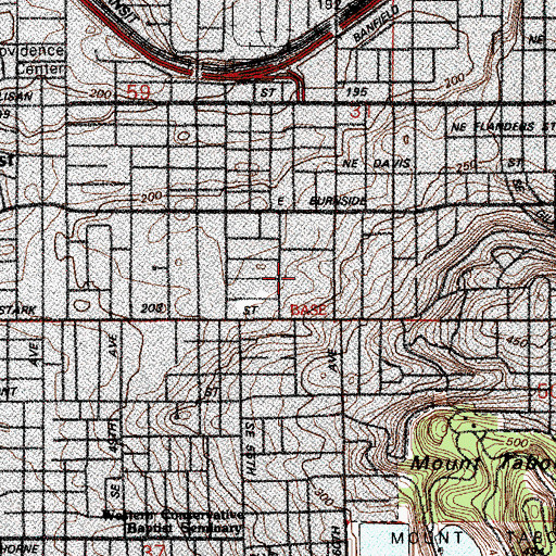 Topographic Map of Mount Tabor Middle School, OR