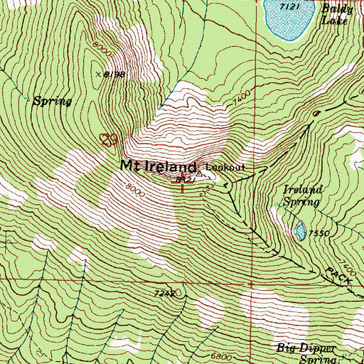 Topographic Map of Mount Ireland, OR