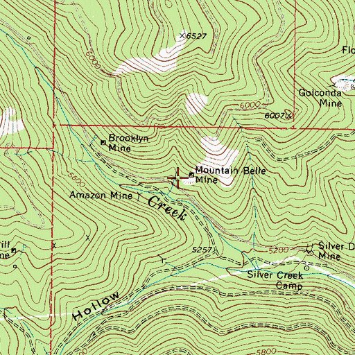 Topographic Map of Mountain Belle Mine, OR