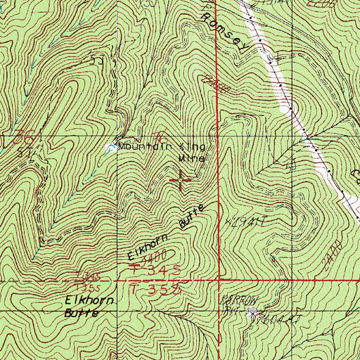 Topographic Map of Mountain King Mine, OR