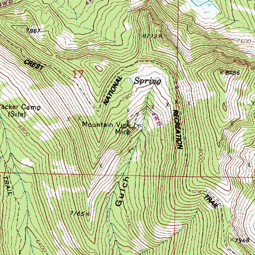 Topographic Map of Mountain View Mine, OR