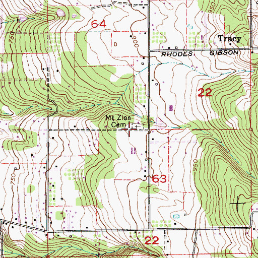 Topographic Map of Mount Zion Cemetery, OR