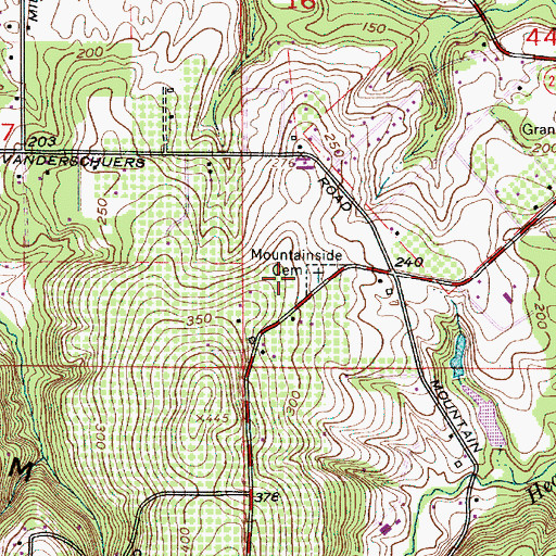 Topographic Map of Mountainside Cemetery, OR