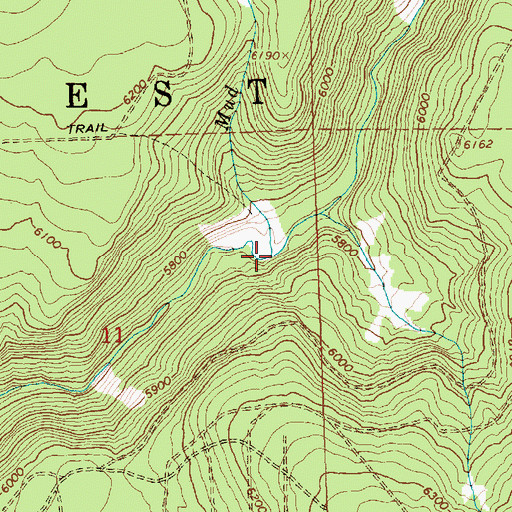 Topographic Map of Mud Creek, OR