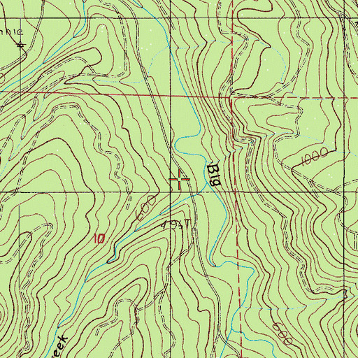 Topographic Map of Mud Creek, OR