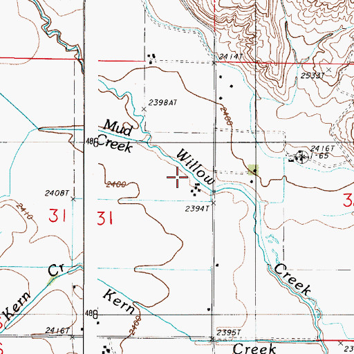 Topographic Map of Mud Creek, OR