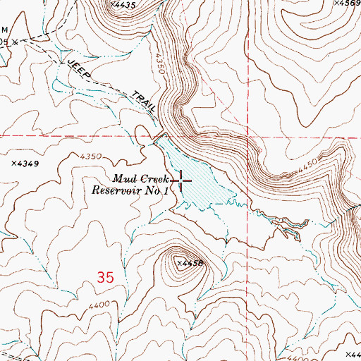 Topographic Map of Mud Creek Reservoir Number One, OR