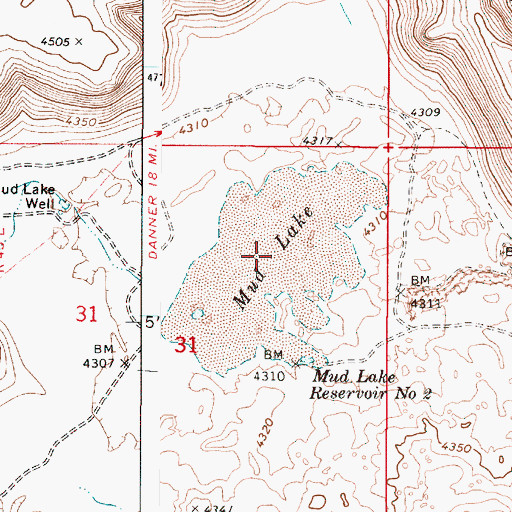 Topographic Map of Mud Lake, OR