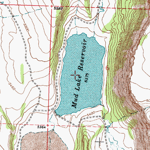 Topographic Map of Mud Lake Reservoir, OR