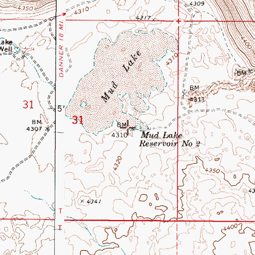 Topographic Map of Mud Lake Reservoir Number Two, OR