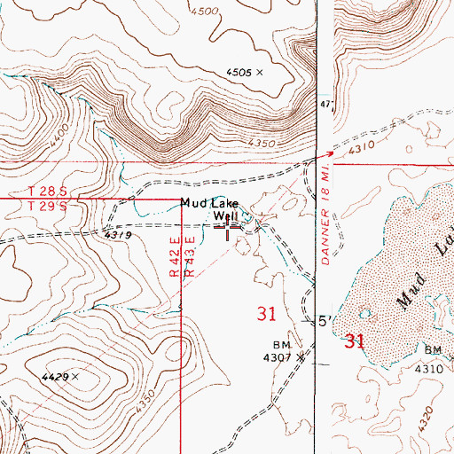 Topographic Map of Mud Lake Well, OR