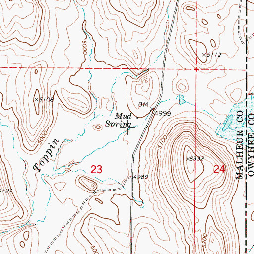 Topographic Map of Mud Spring, OR