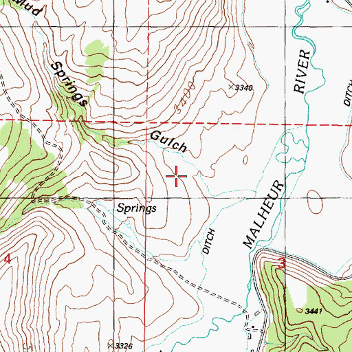 Topographic Map of Mud Springs Gulch, OR