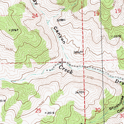 Topographic Map of Muddy Canyon, OR