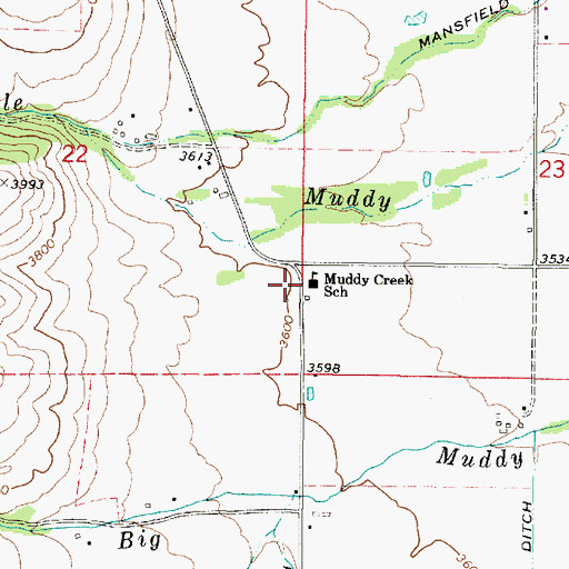 Topographic Map of Muddy Creek School (historical), OR