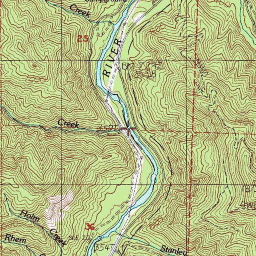 Topographic Map of Muesial Creek, OR