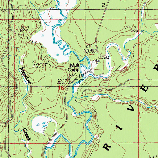 Topographic Map of Muir Creek, OR