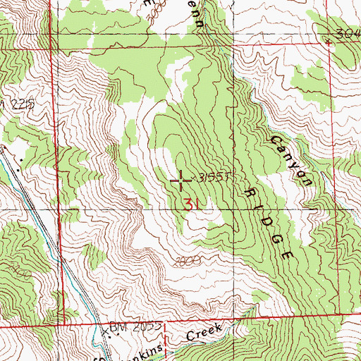 Topographic Map of Muleshoe Ridge, OR