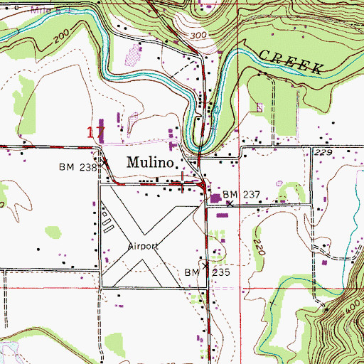 Topographic Map of Mulino, OR
