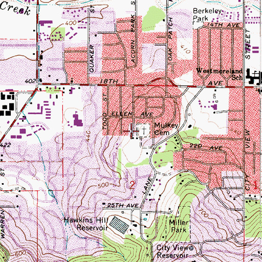 Topographic Map of Mulkey Cemetery, OR