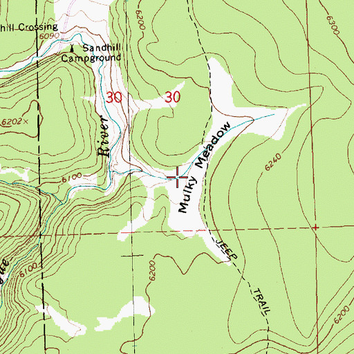 Topographic Map of Mulky Meadow, OR