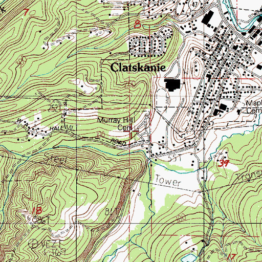 Topographic Map of Murray Hill Cemetery, OR