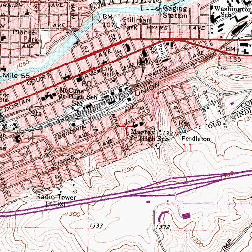 Topographic Map of Murray Junior High School (historical), OR