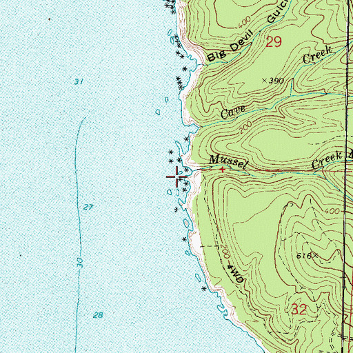 Topographic Map of Mussel Creek, OR